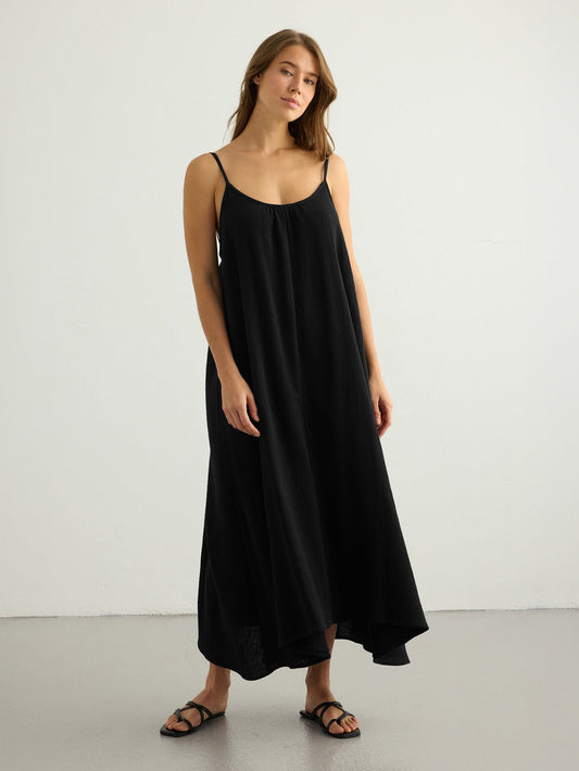 Aura Low Back Maxi Dress - Black