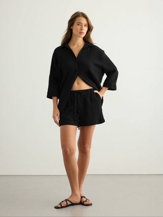 Aura Maxi Shirt - Black