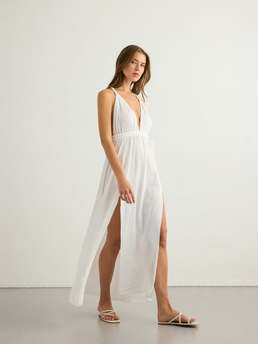 Muse Braided Straps Dress - White