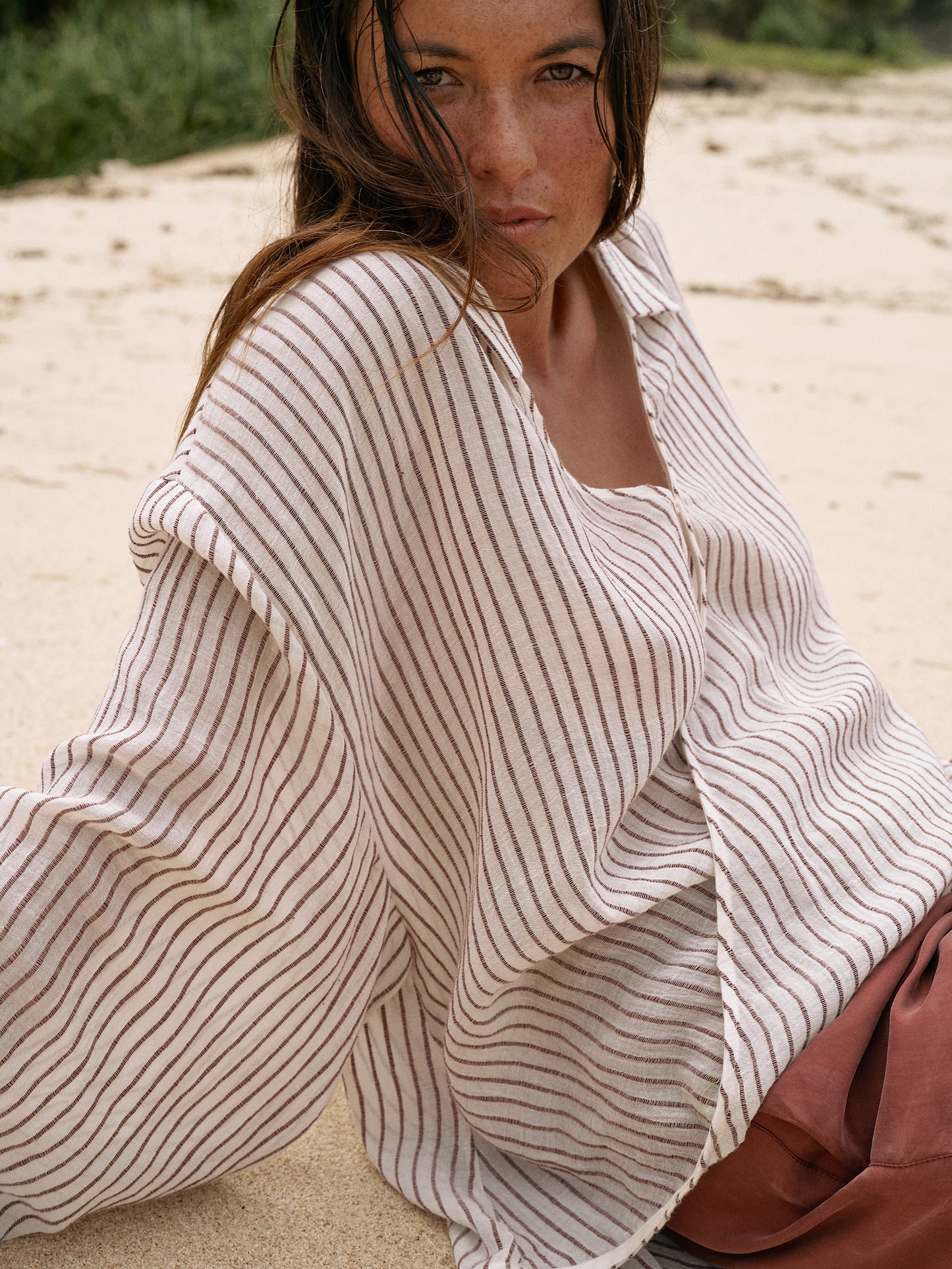 Sade Top - Burgundy Stripes