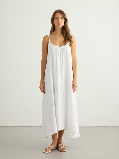 Aura Low Back Maxi Dress - White