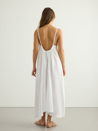 Aura Low Back Maxi Dress - White