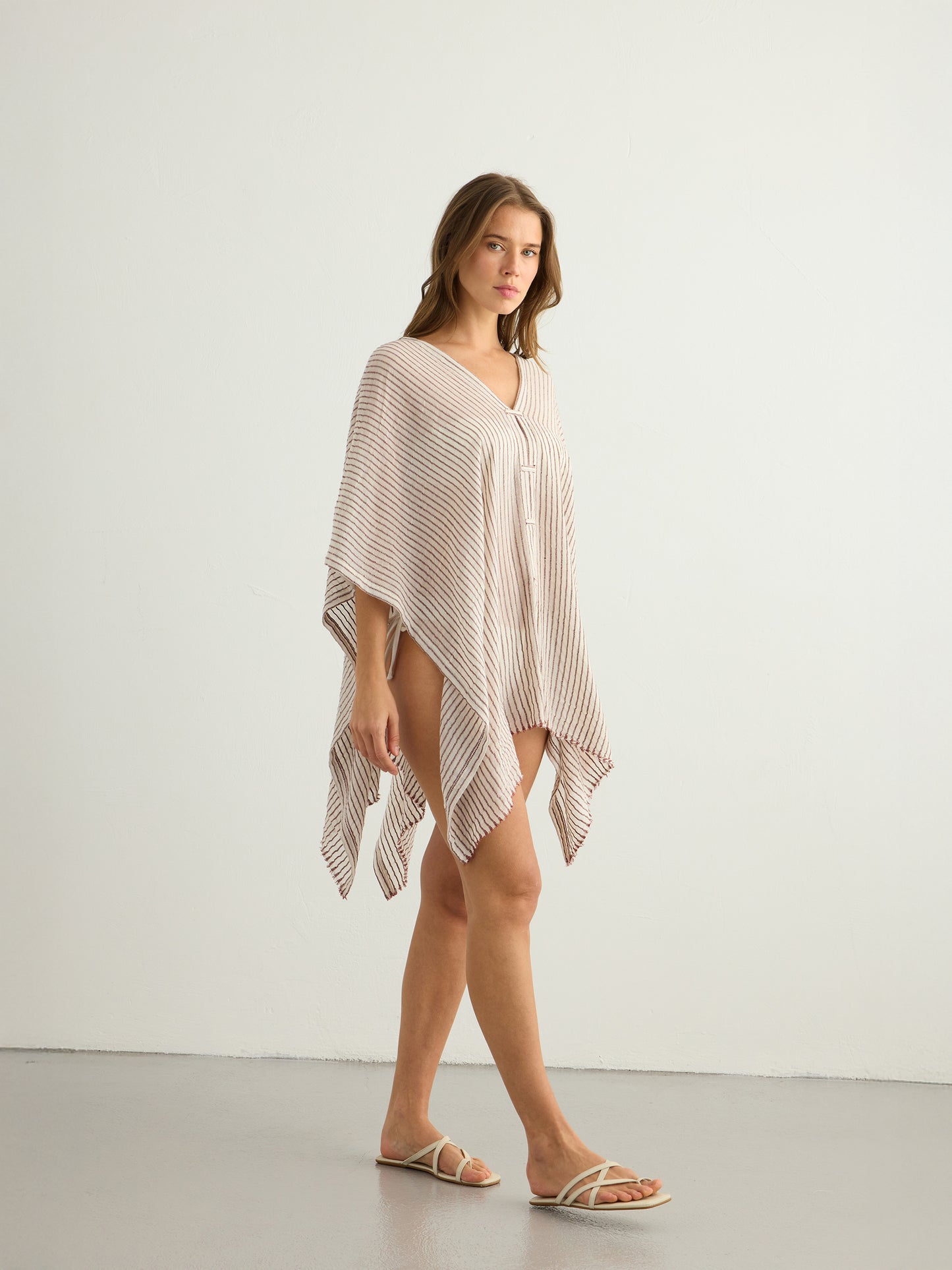 Ava Kimono - Burgundy Stripes