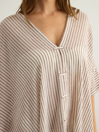 Ava Kimono - Burgundy Stripes