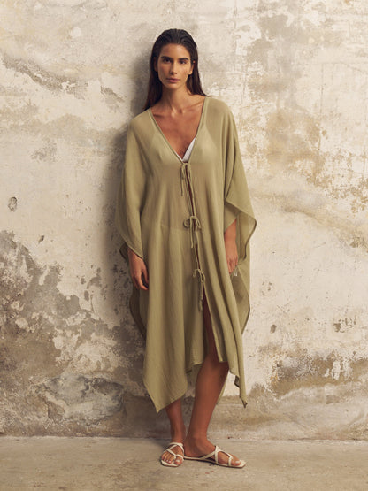 Bodrum Ties Kaftan - Khaki Green