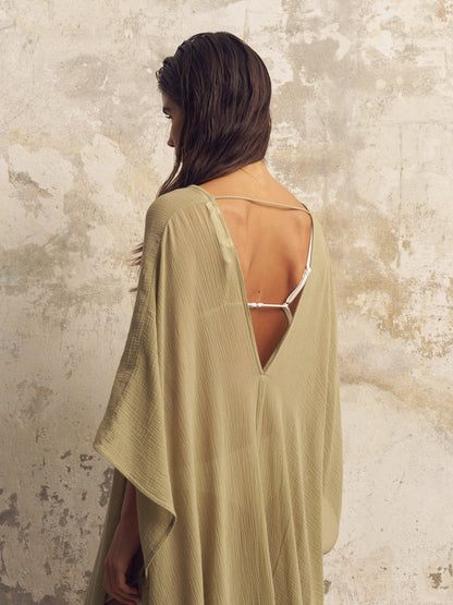 Bodrum Ties Kaftan - Khaki Green