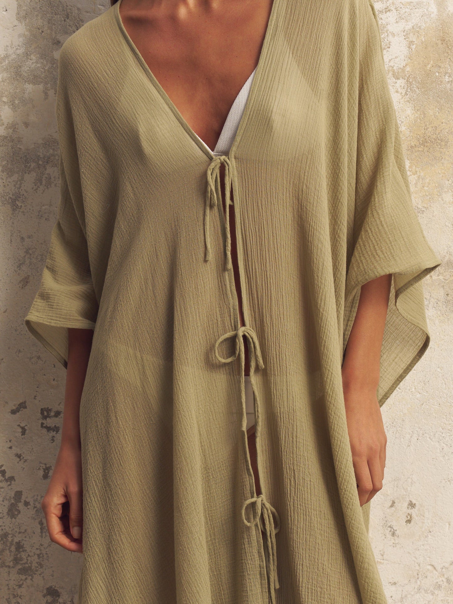 Bodrum Ties Kaftan - Khaki Green