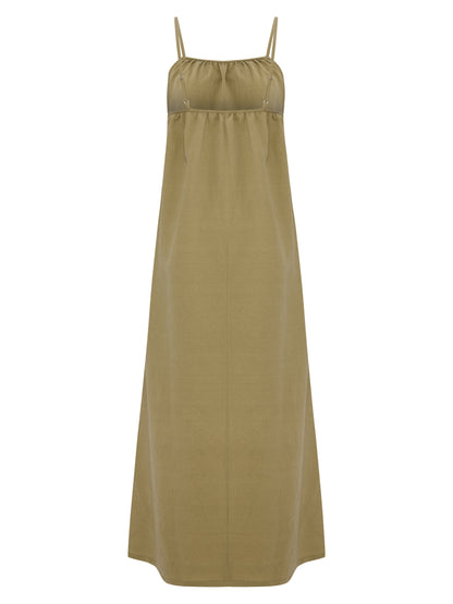 Bliss Flow Maxi Dress - Khaki Green