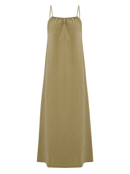 Bliss Flow Maxi Dress - Khaki Green