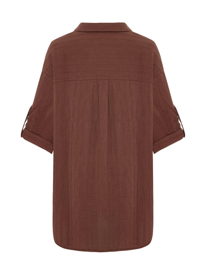 Kaya Oversized Shirt Dress - Terracotta