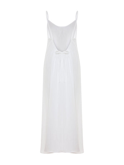 Aura Low Back Maxi Dress - White