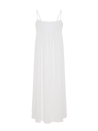 Kaya Smocked Maxi Dress - White