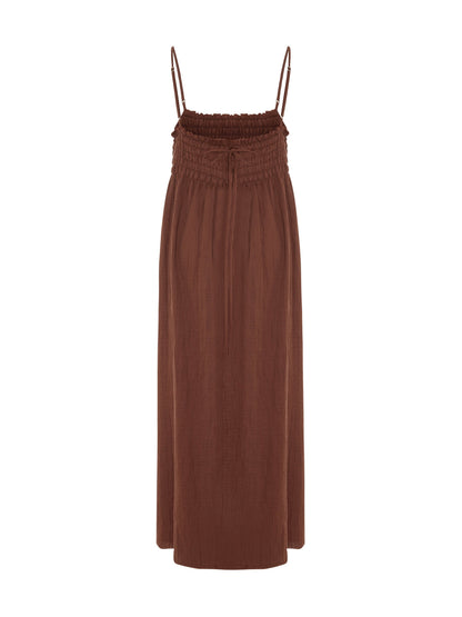 Kaya Smocked Maxi Dress - Terracotta