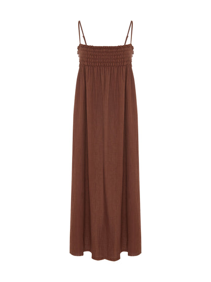 Kaya Smocked Maxi Dress - Terracotta