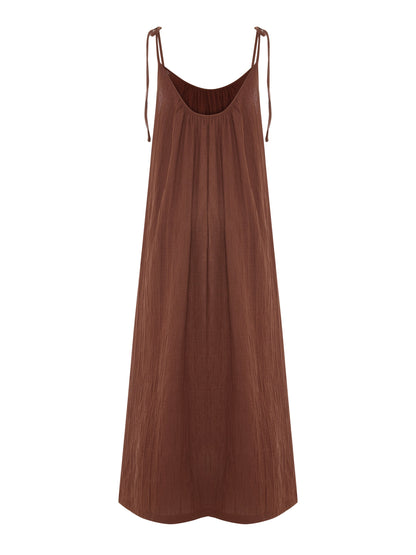 Kaya Tie Strap Maxi Dress - Terracotta