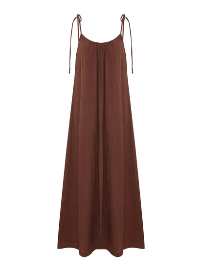 Kaya Tie Strap Maxi Dress - Terracotta