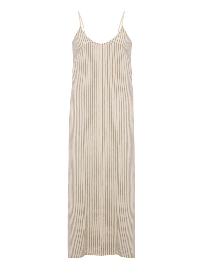 Yaz Dress - Khaki Green Stripes