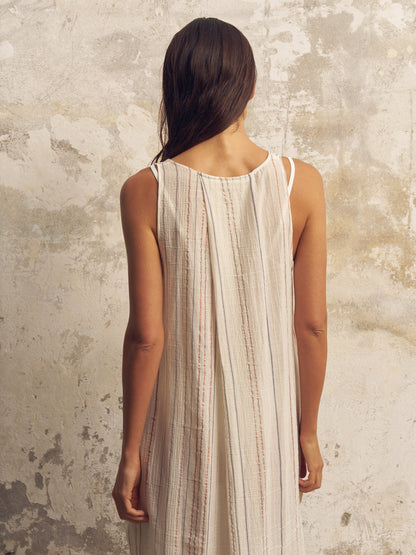 Day Break Dress - Natural With Stripes