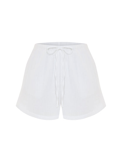 Aura Drawstring Shorts - White