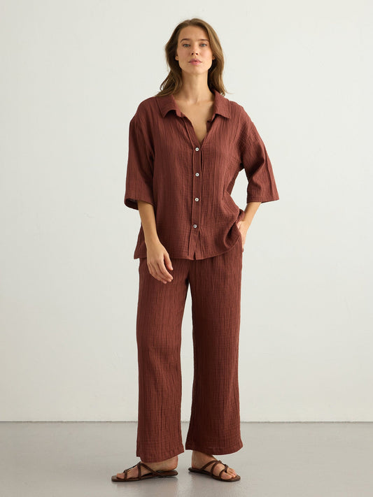 Kaya Boyfriend Shirt - Terracotta