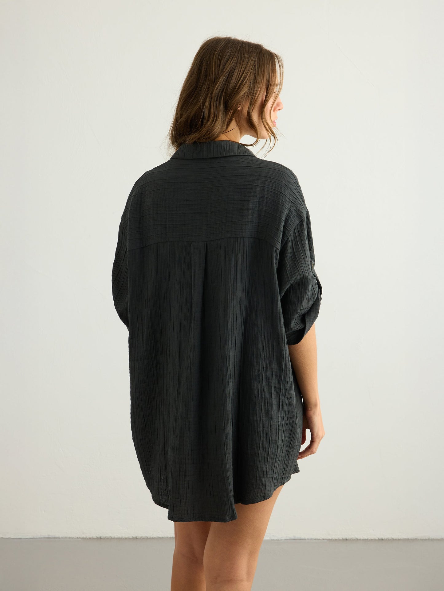 Kaya Oversized Shirt Dress - Charcoal