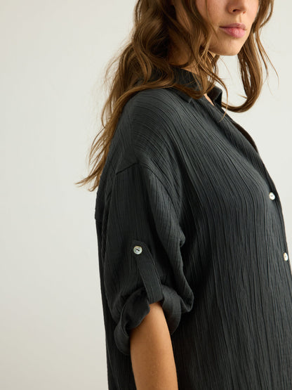 Kaya Oversized Shirt Dress - Charcoal