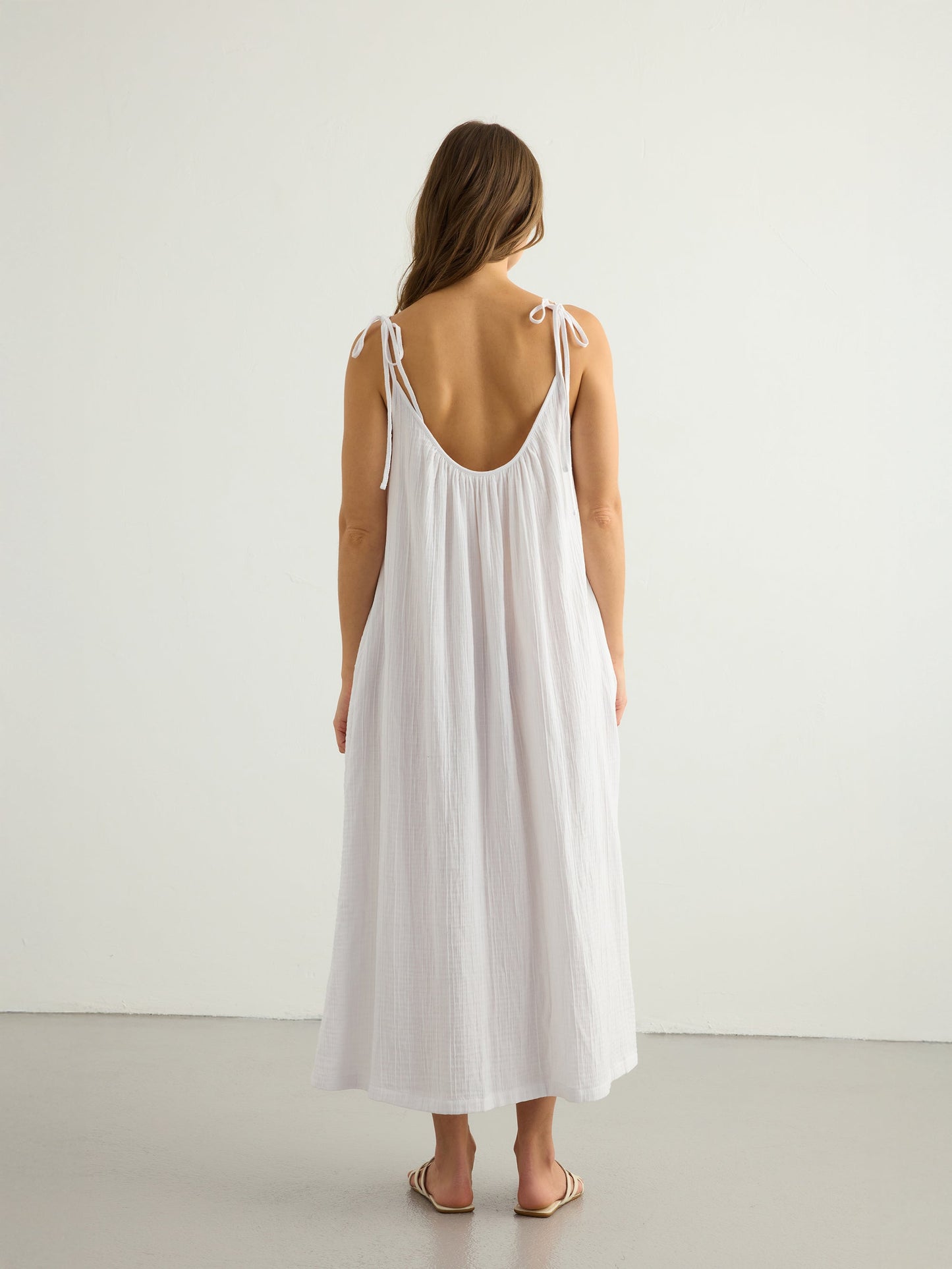 Kaya Tie Strap Maxi Dress - White