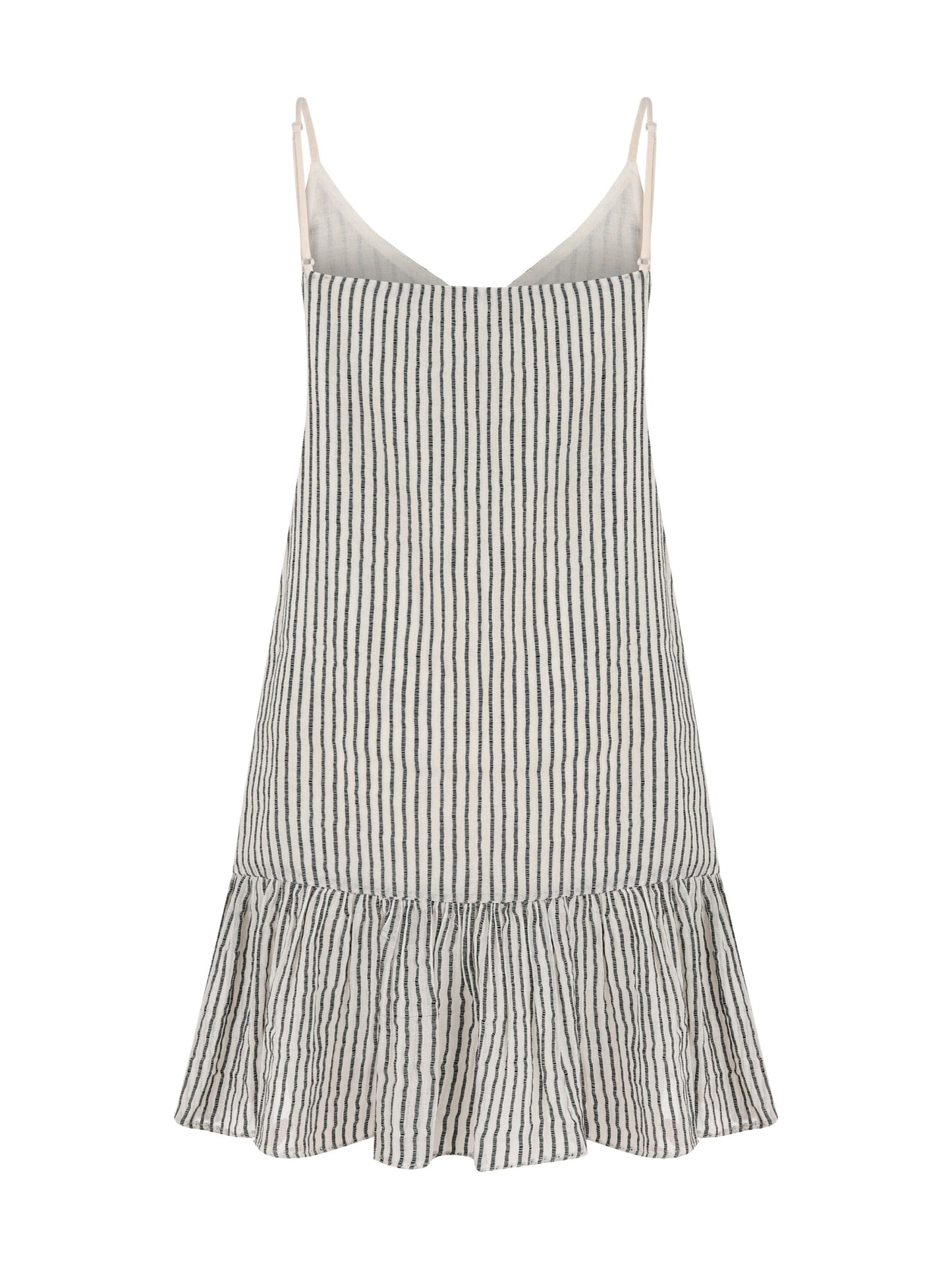 Liv Mini Ruffle Dress - Black Stripes