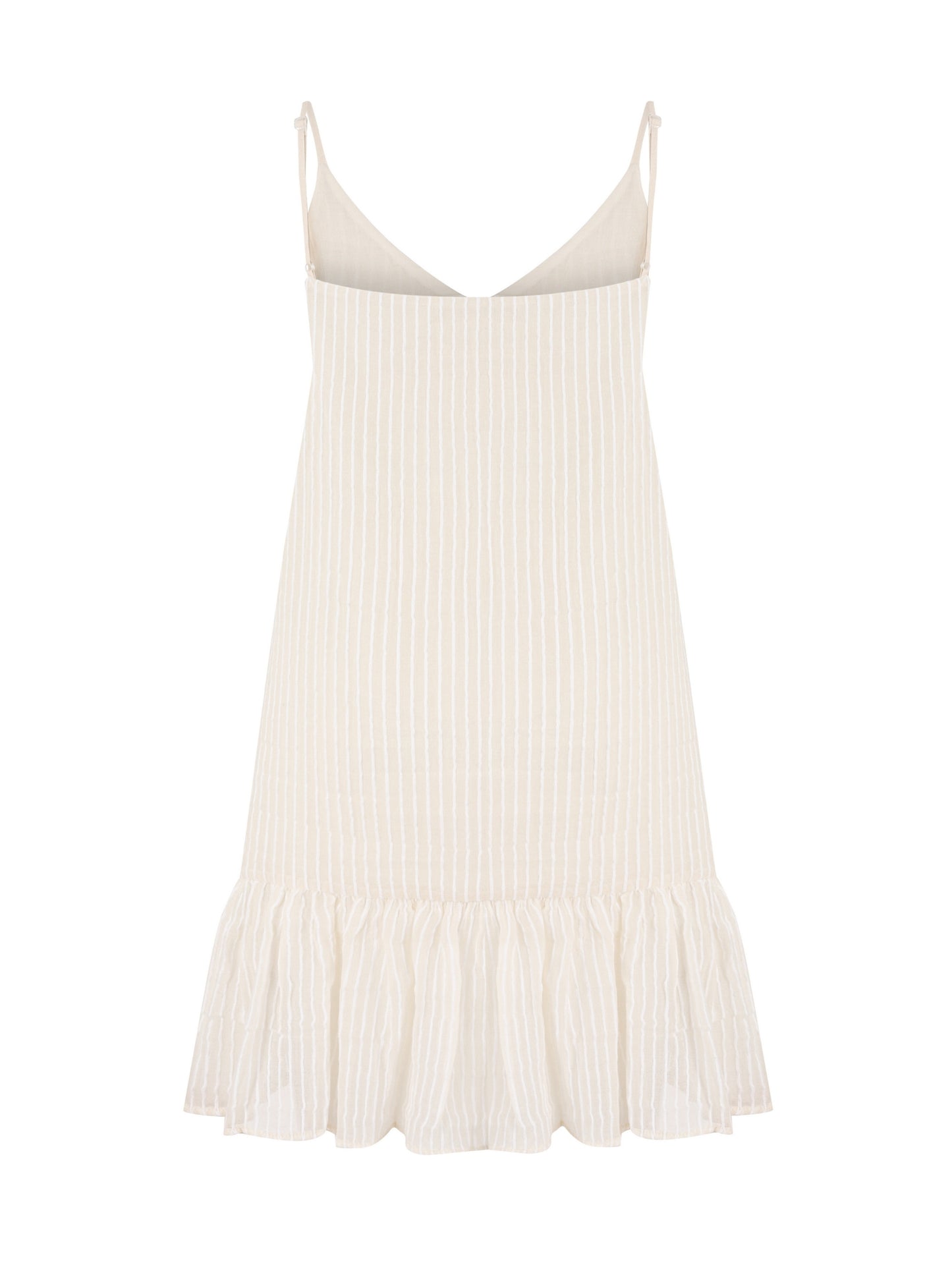 Liv Mini Ruffle Dress - White Stripes