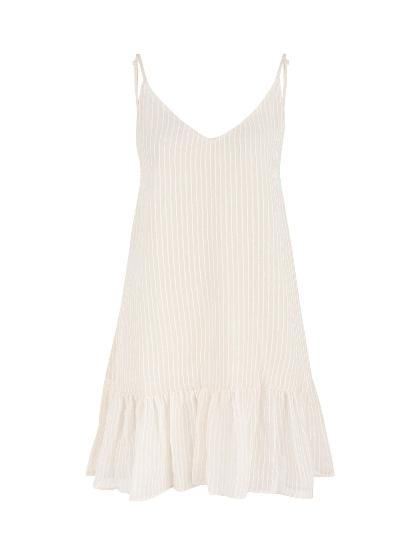 Liv Mini Ruffle Dress - White Stripes