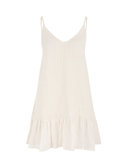 Liv Mini Ruffle Dress - White Stripes