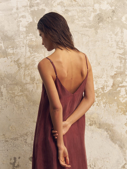 Lucid Flow Maxi Dress - Burgundy