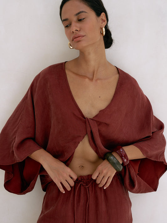 Lucid Knot Top - Burgundy
