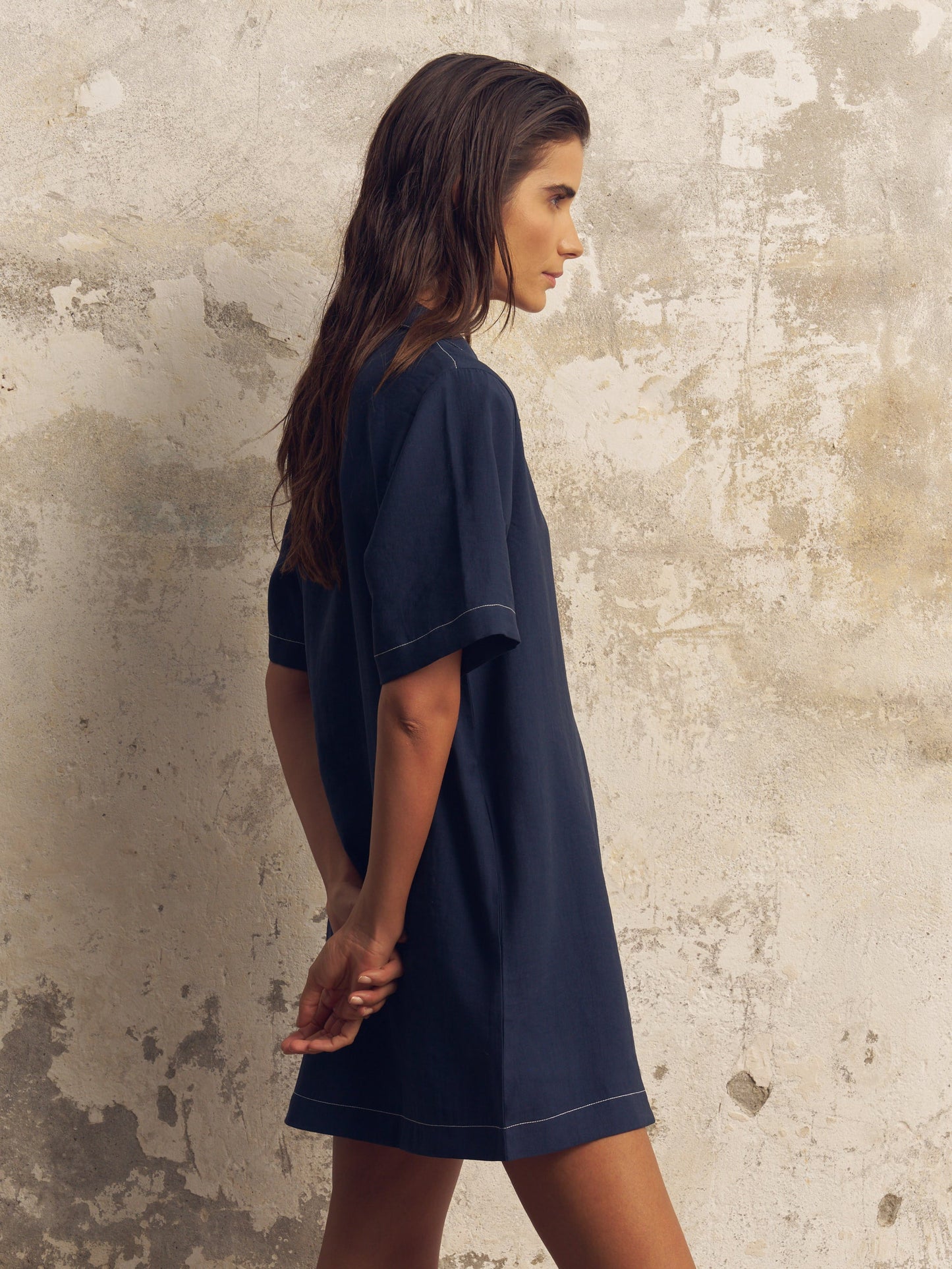 Mae Popover Mini Dress - Navy