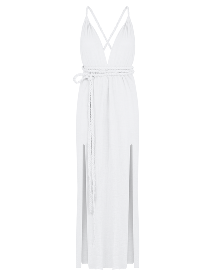 Muse Braided Straps Dress - White
