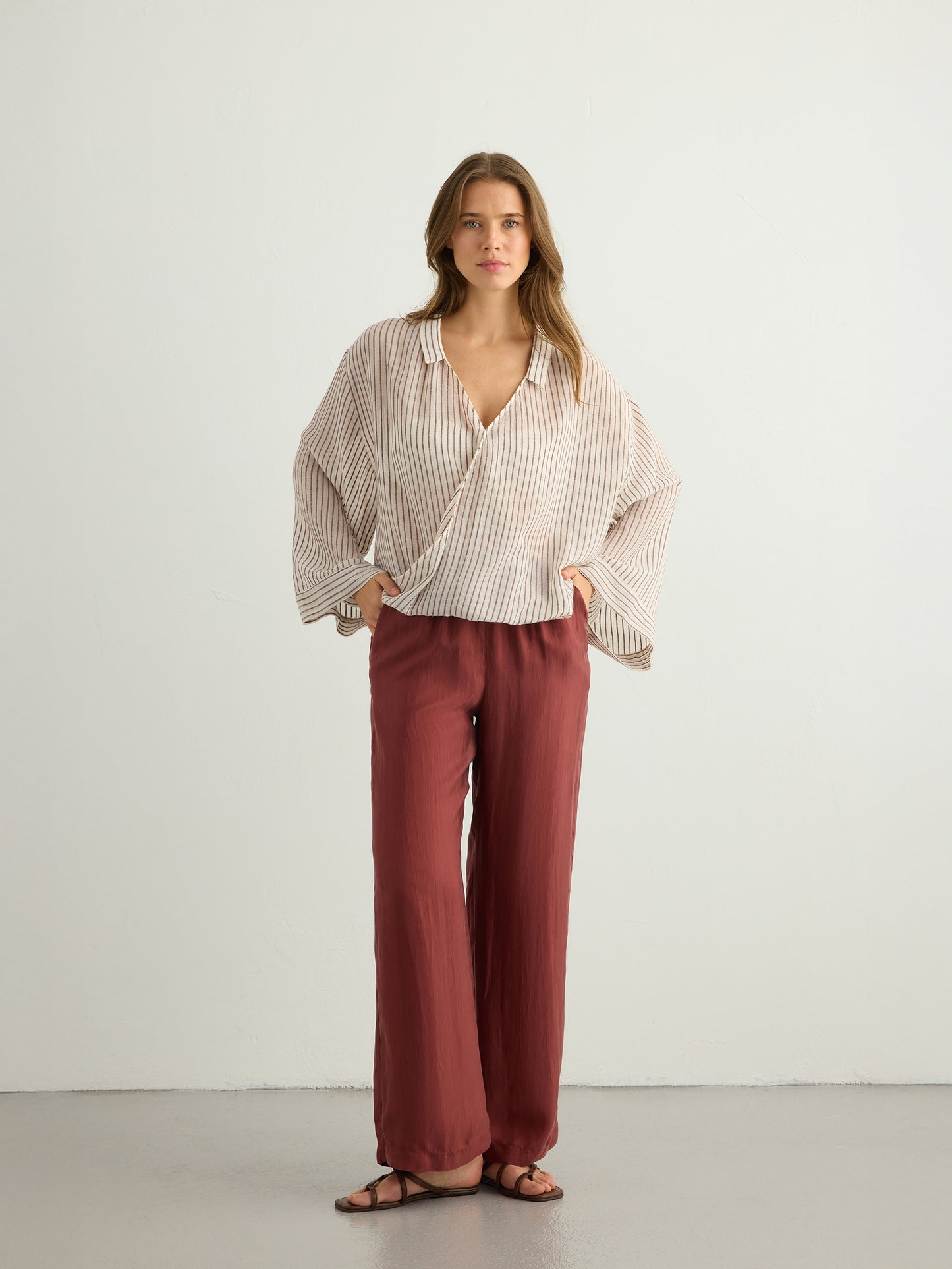 Sade Top - Burgundy Stripes