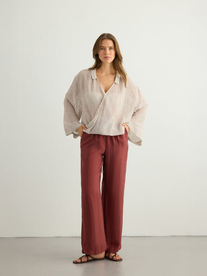 Sade Top - Burgundy Stripes