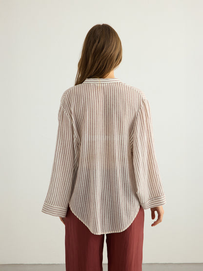 Sade Top - Burgundy Stripes