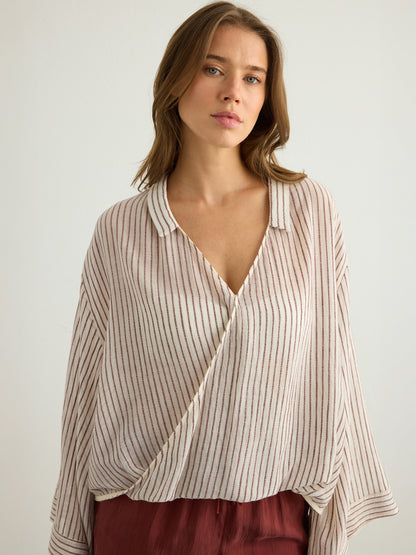 Sade Top - Burgundy Stripes