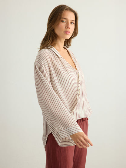 Sade Top - Burgundy Stripes