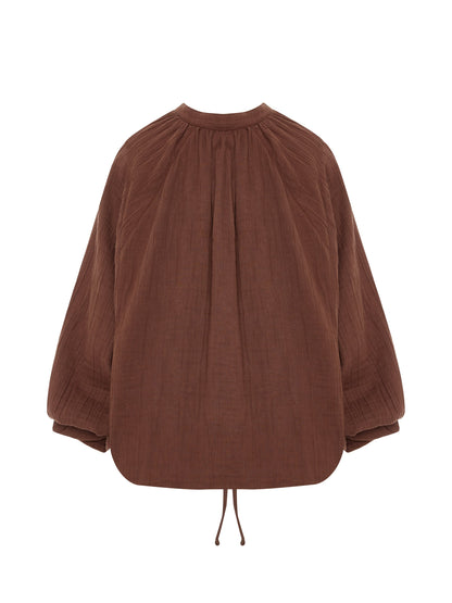 Kaya Buttoned Blouse - Terracotta