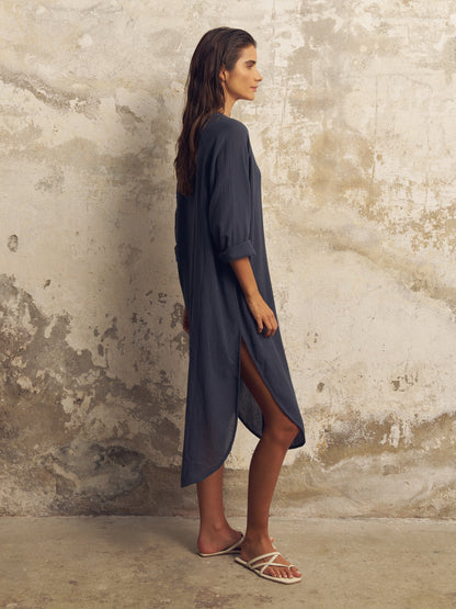 Terra Shirt Dress - Navy