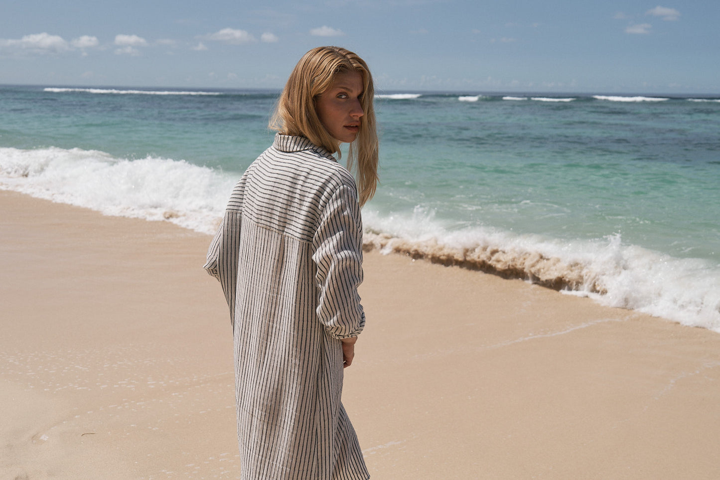 Voyage Shirt Dress - Black Stripes
