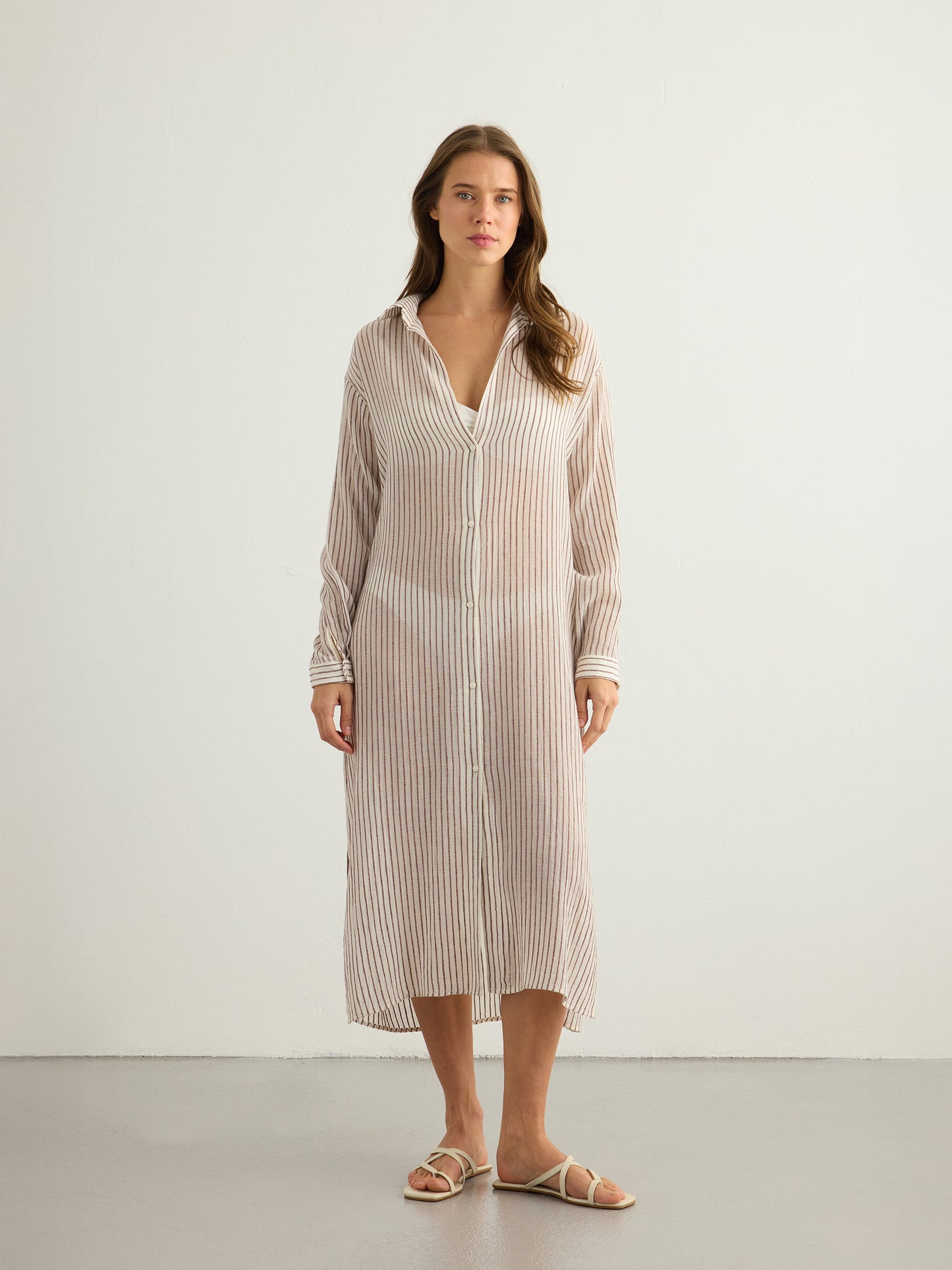 Voyage Shirt Dress - Burgundy Stripes