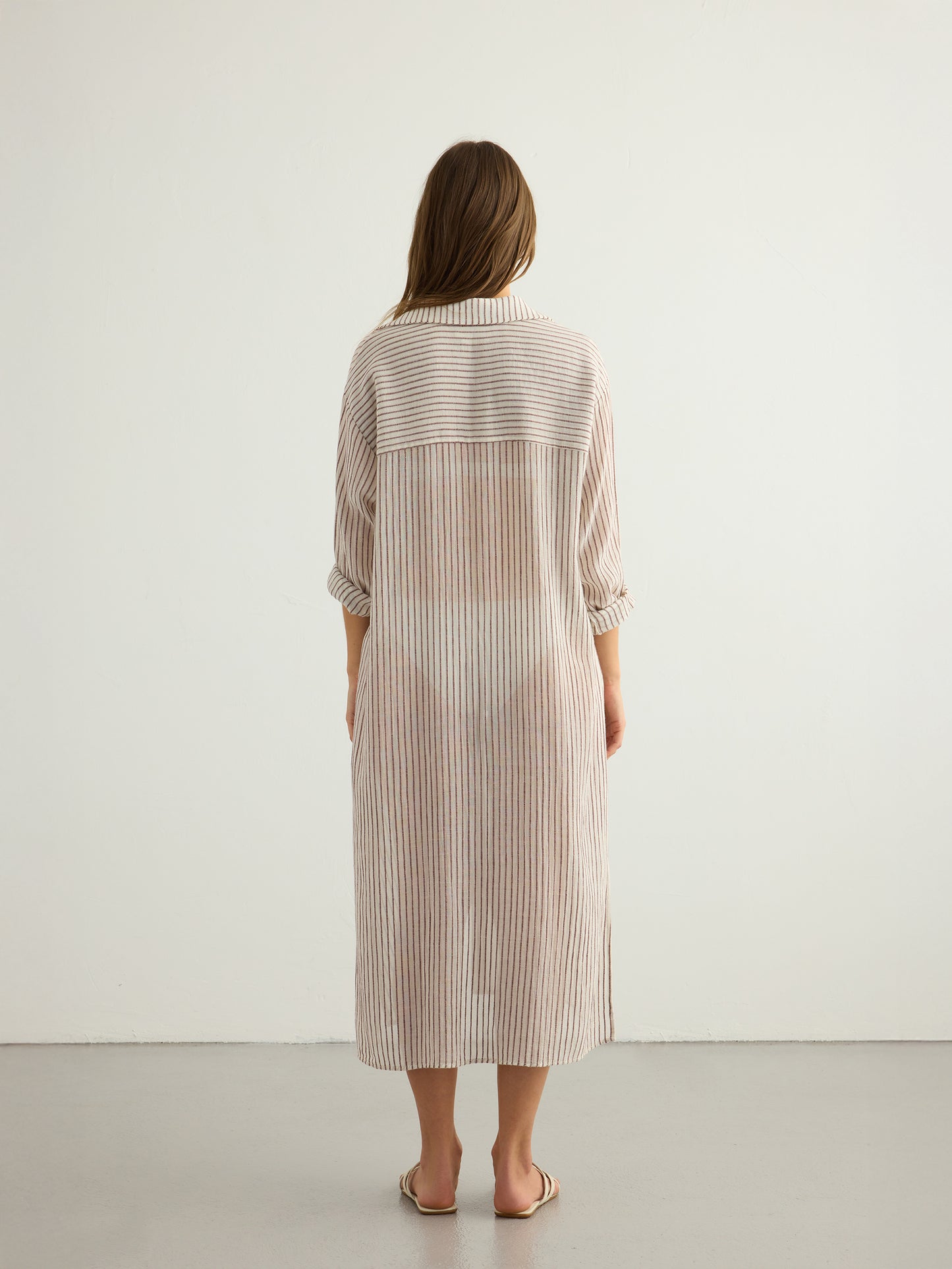 Voyage Shirt Dress - Burgundy Stripes