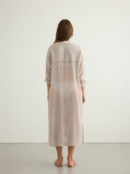 Voyage Shirt Dress - Burgundy Stripes