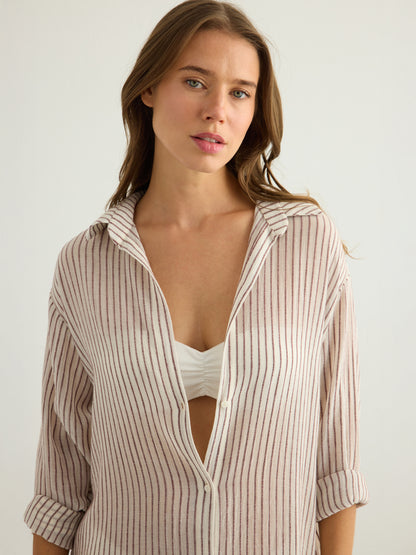 Voyage Shirt Dress - Burgundy Stripes