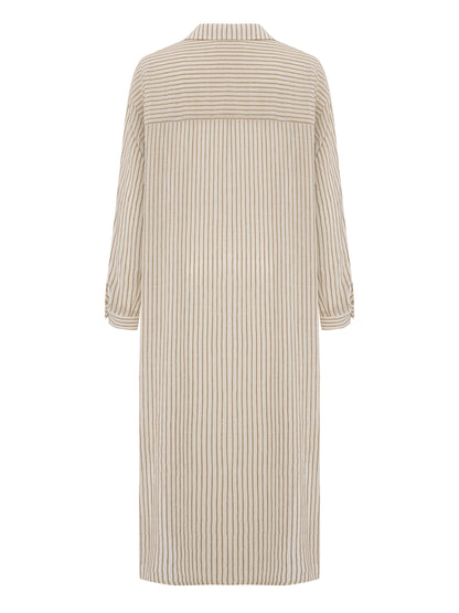 Voyage Shirt Dress - Khaki Green Stripes