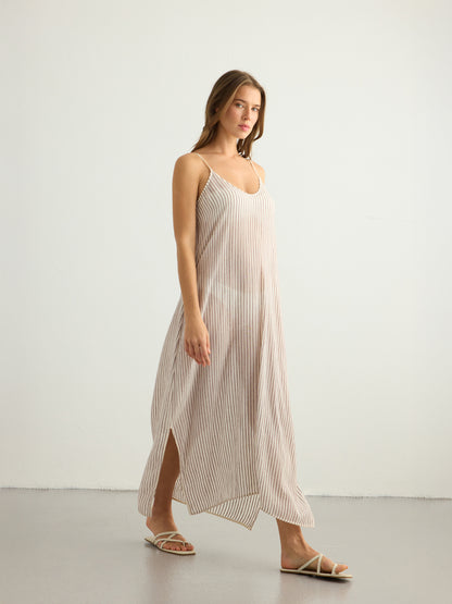 Yaz Dress - Burgundy Stripes