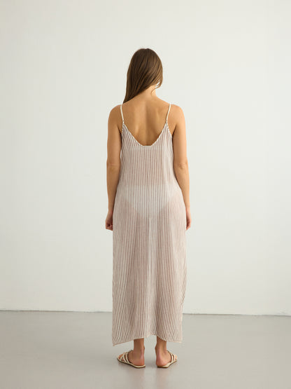 Yaz Dress - Burgundy Stripes
